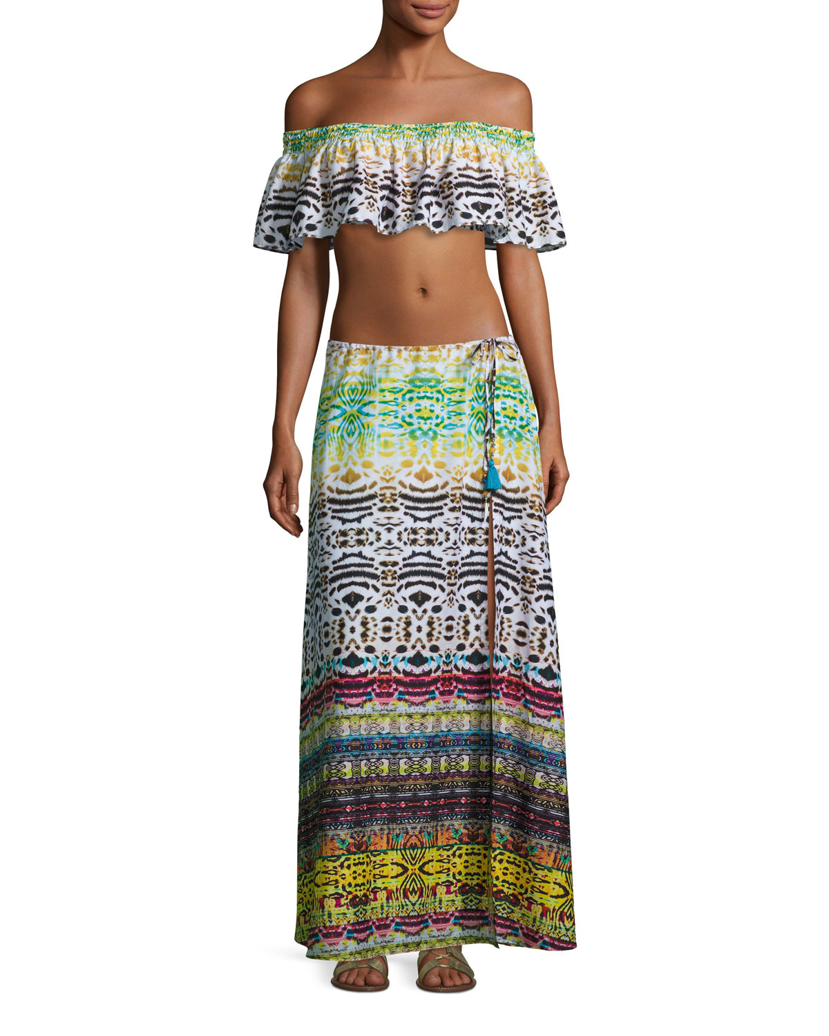 Bengal Shore Smocked Crop Top, Multi