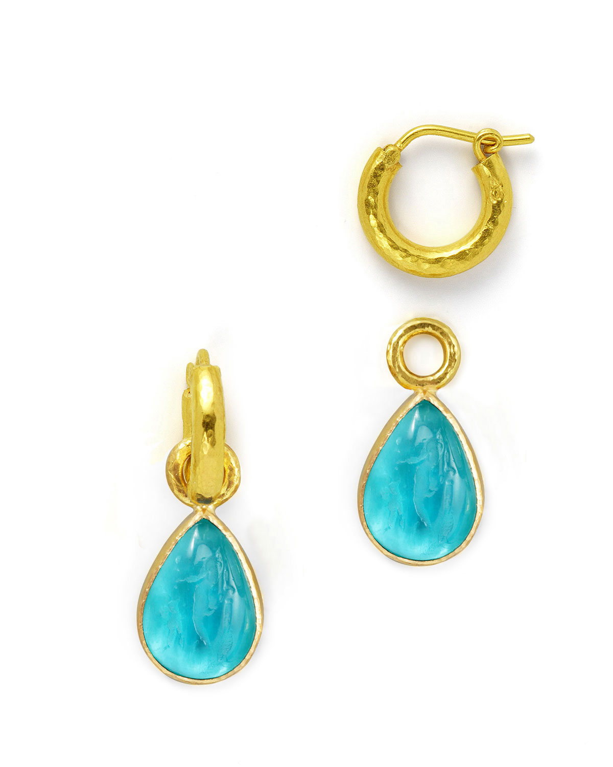 Teal Intaglio Teardrop Earring Pendants