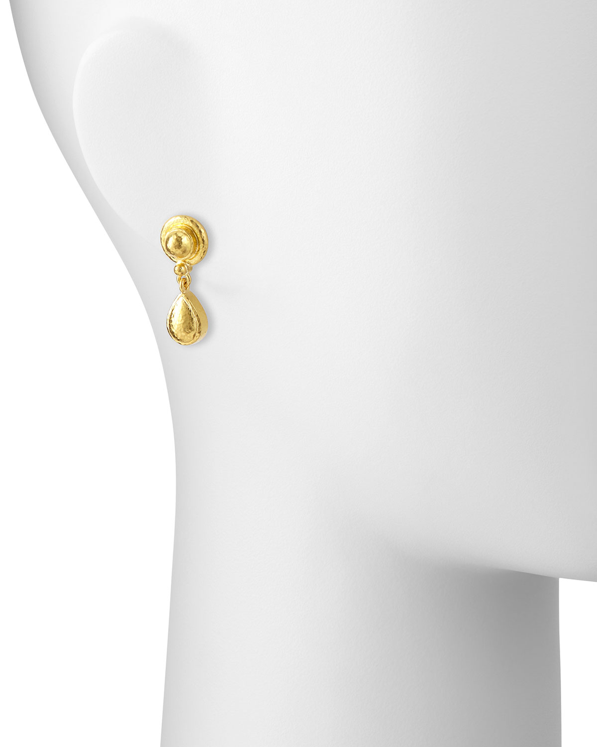 19k Gold Dome & Pear Drop Earrings