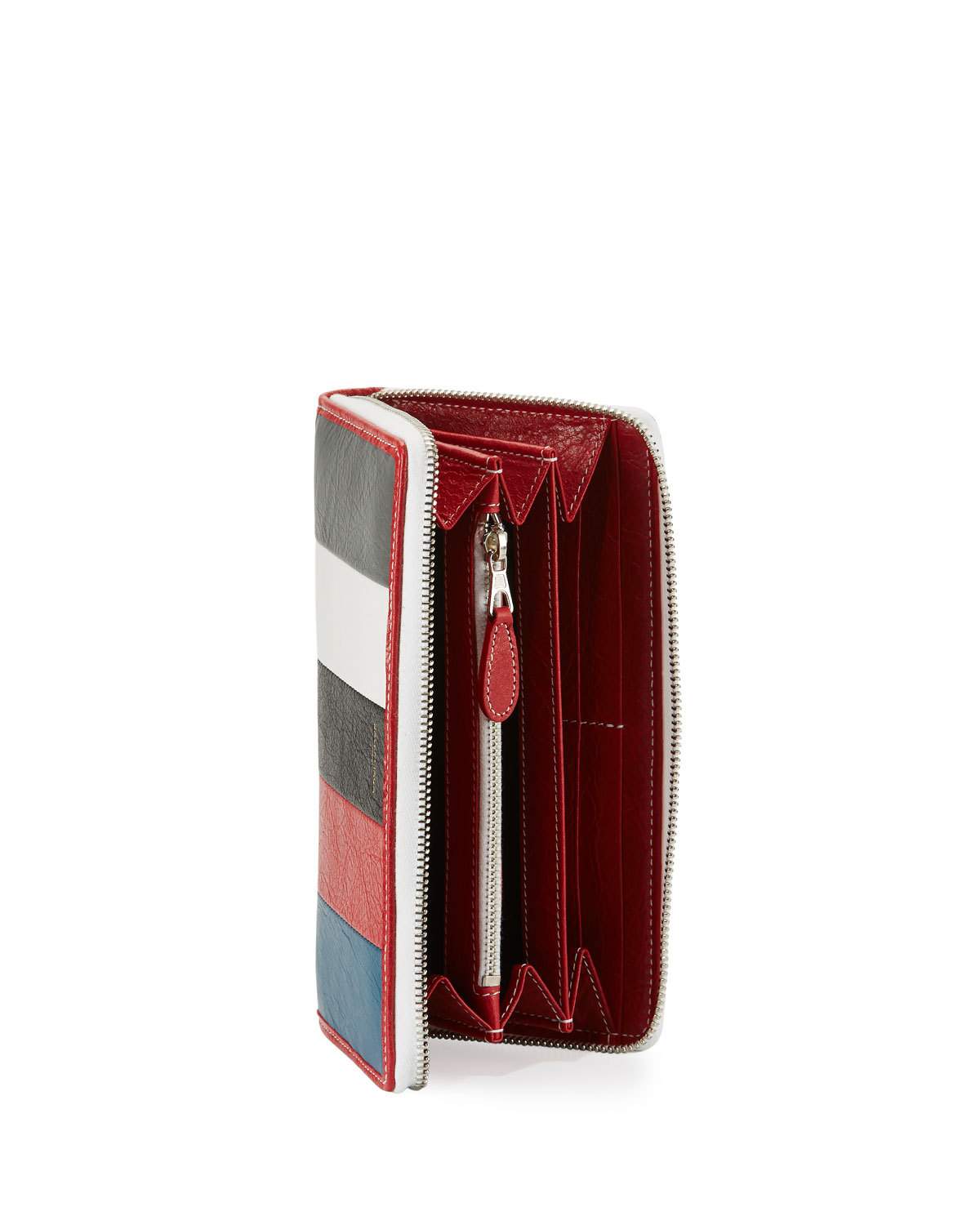 Bazar Zip-Around Continental Wallet, Gray/White/Black/Red/Blue