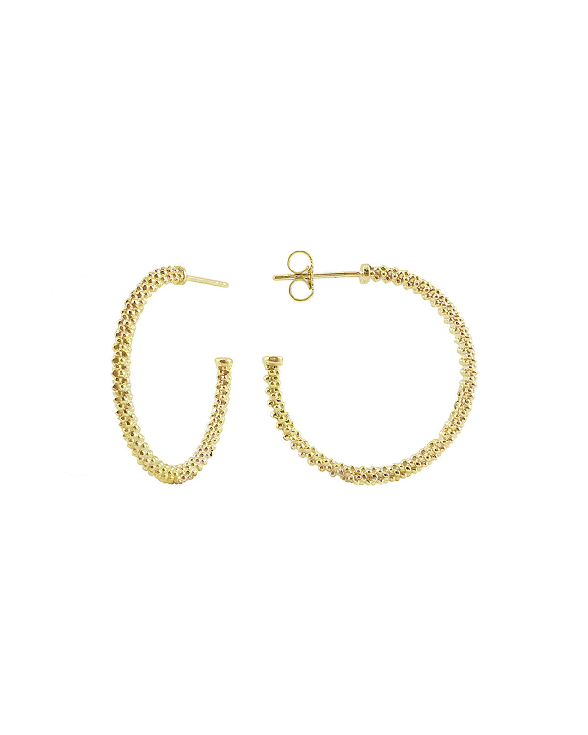 Caviar 18k Gold Hoop Earrings