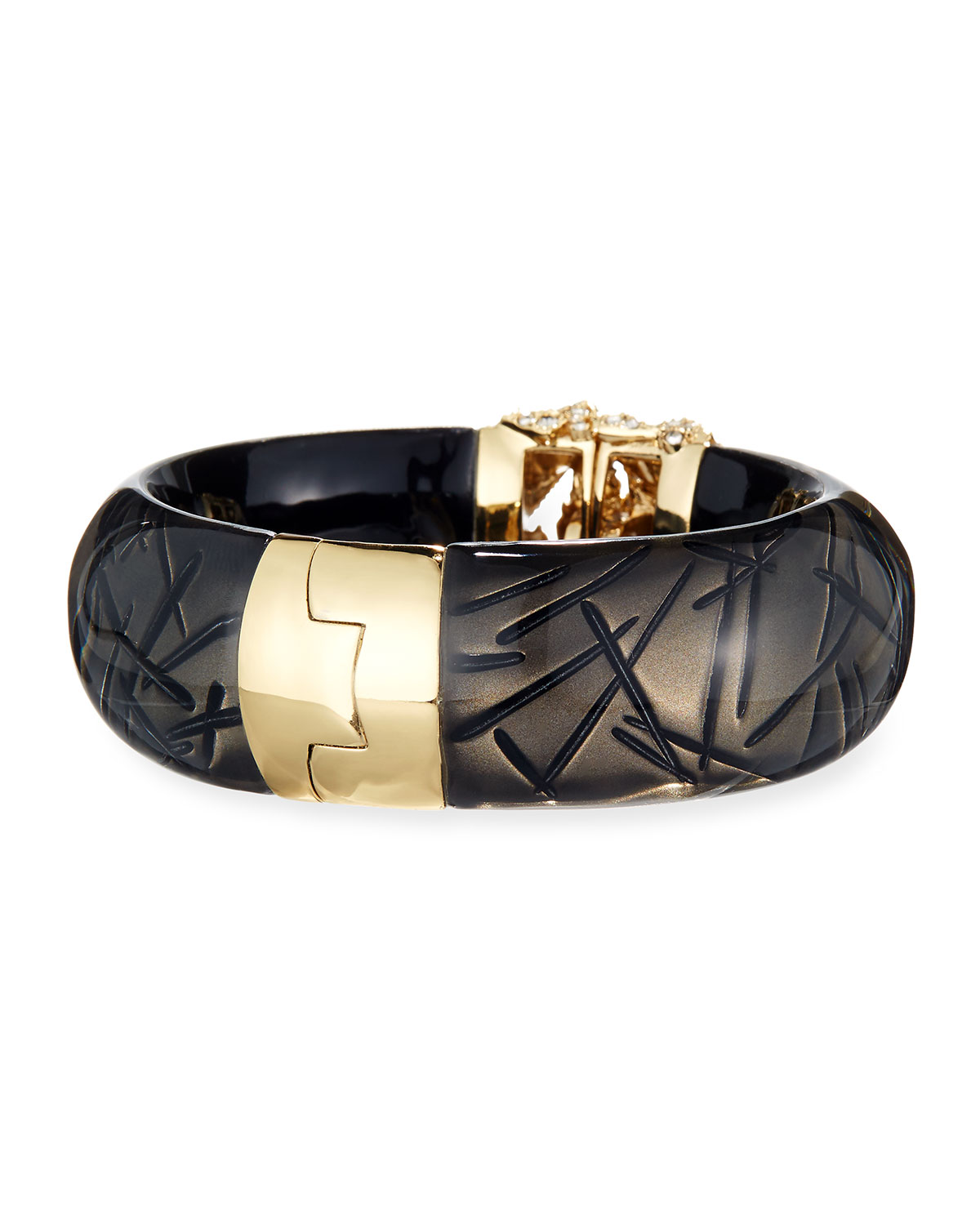 Crystal-Encrusted Mosaic Futurist Hinge Bracelet