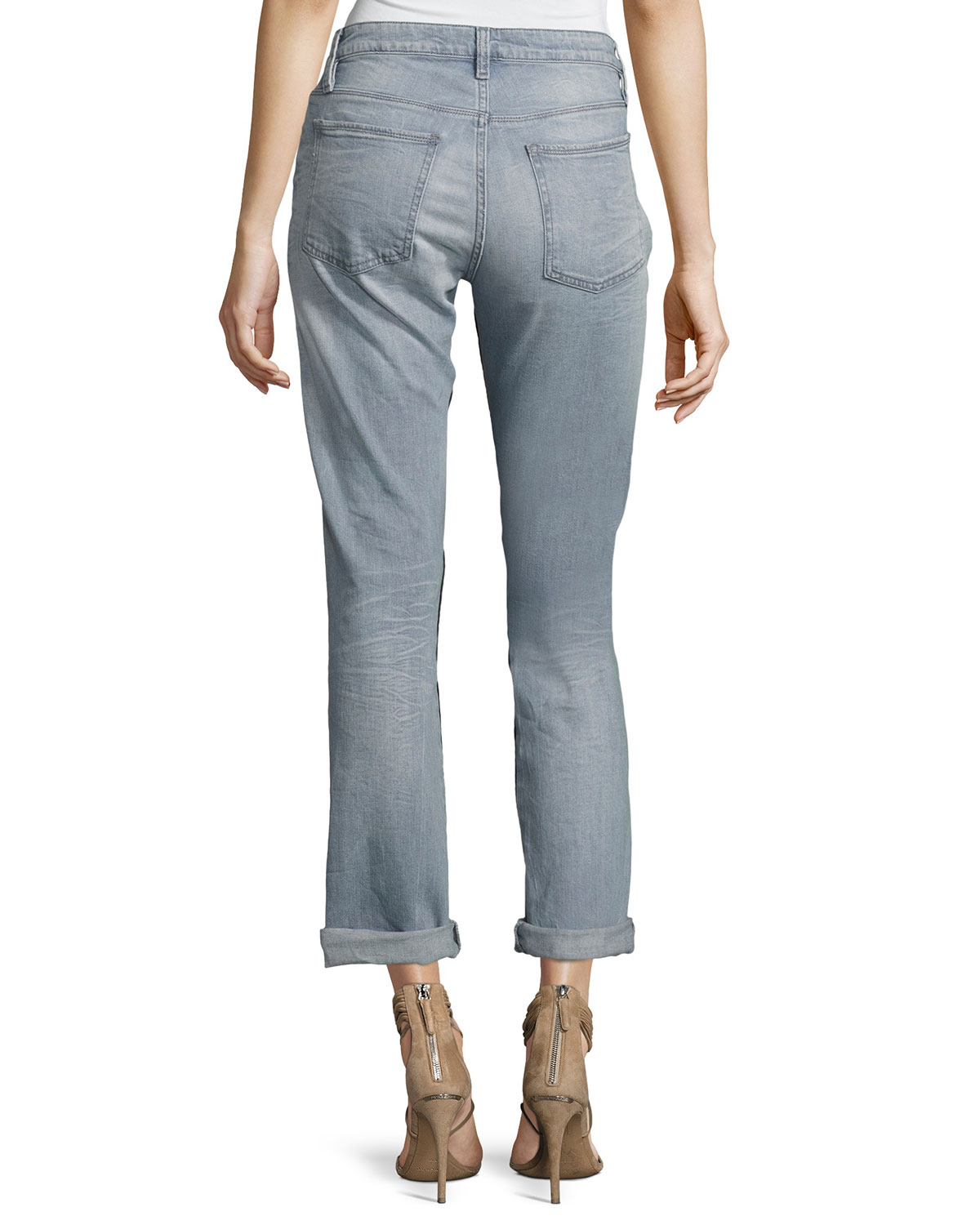 Charlotte Mid-Rise Boyfriend Jeans, Raven Gray