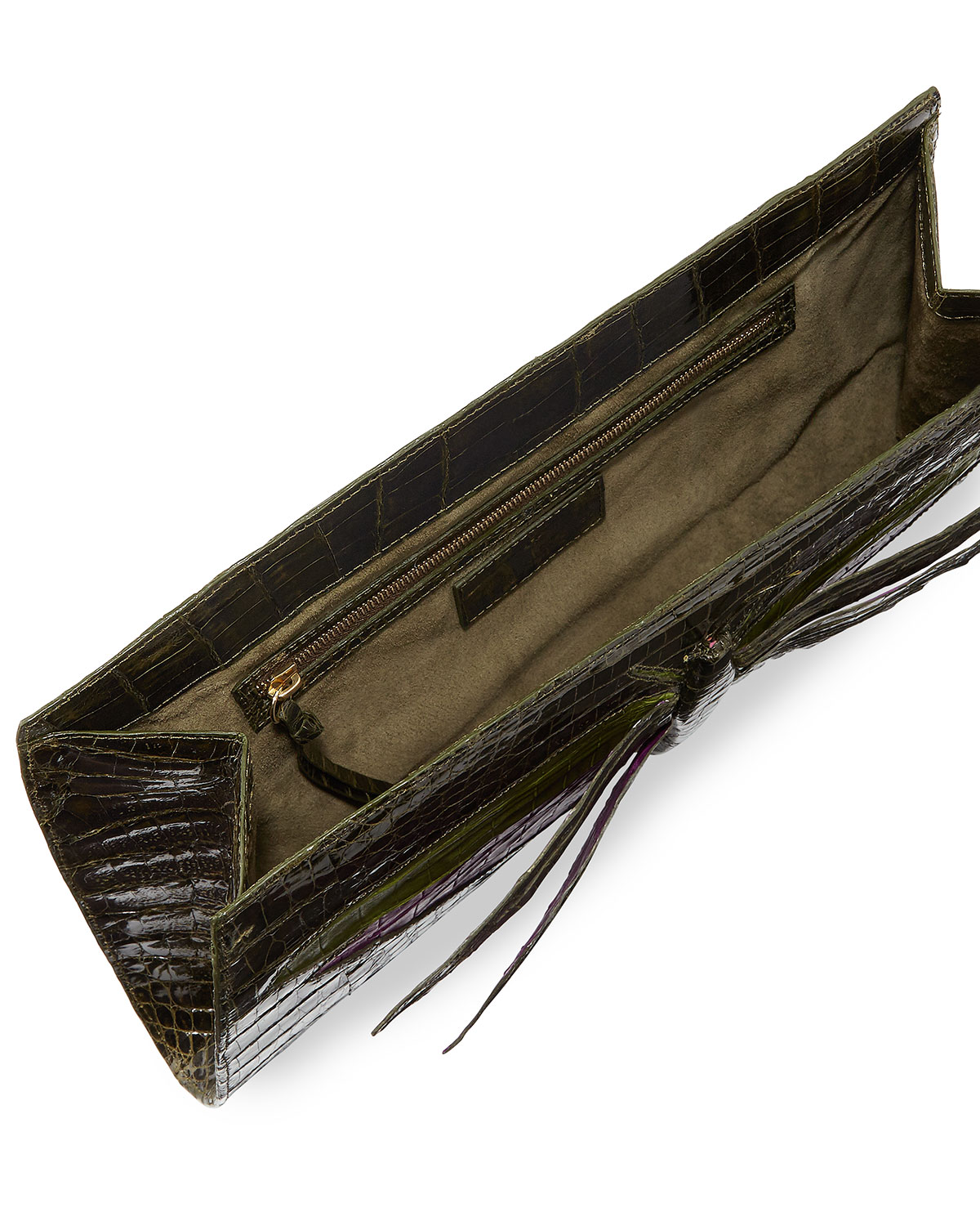 Crocodile 3D Dragonfly Slicer Clutch Bag, Olive/Multi