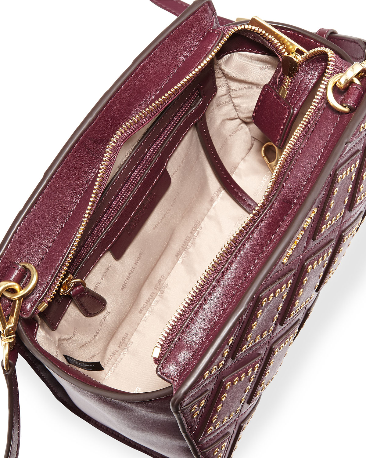 Selma Medium Diamond-Grommet Messenger Bag, Plum