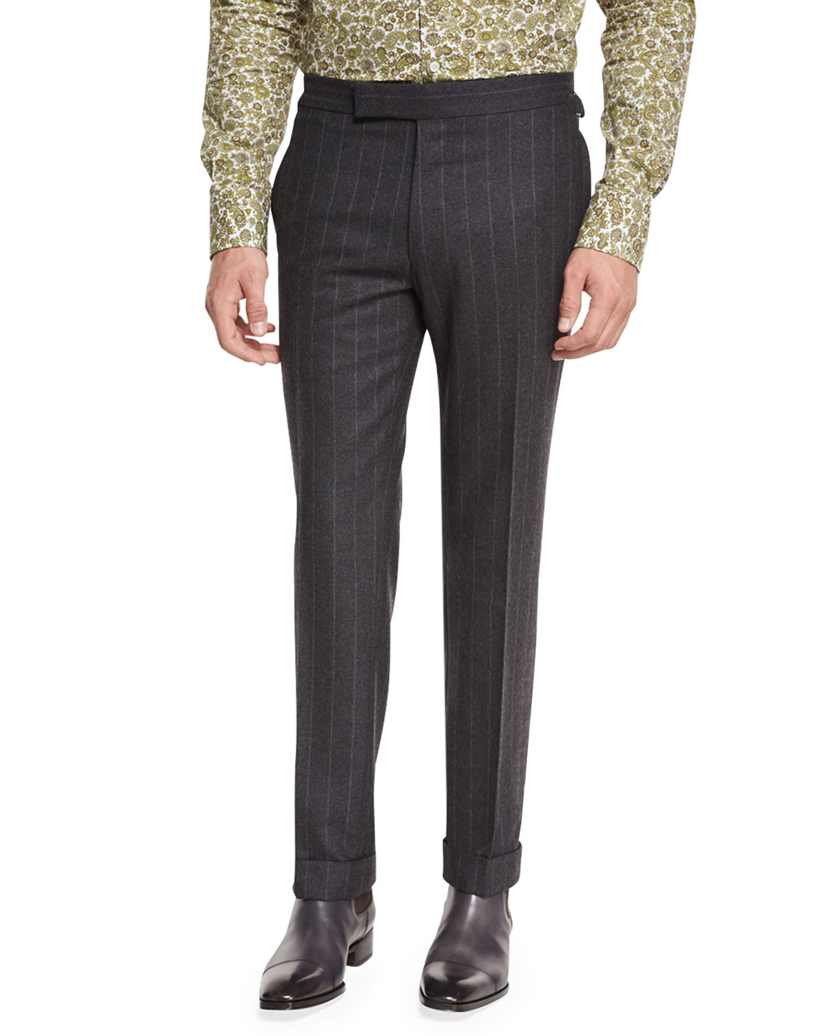 tom ford flannel stripe trousers, gray海淘返利 | 米饭粒返利网