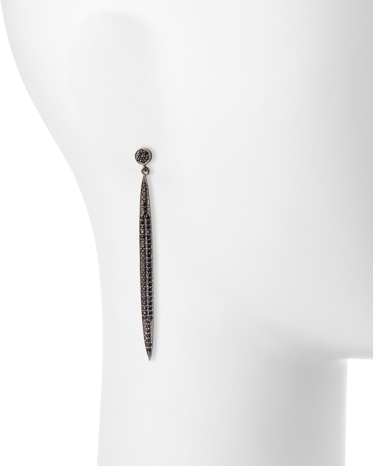 Pavé Black Spinel Spike Earrings