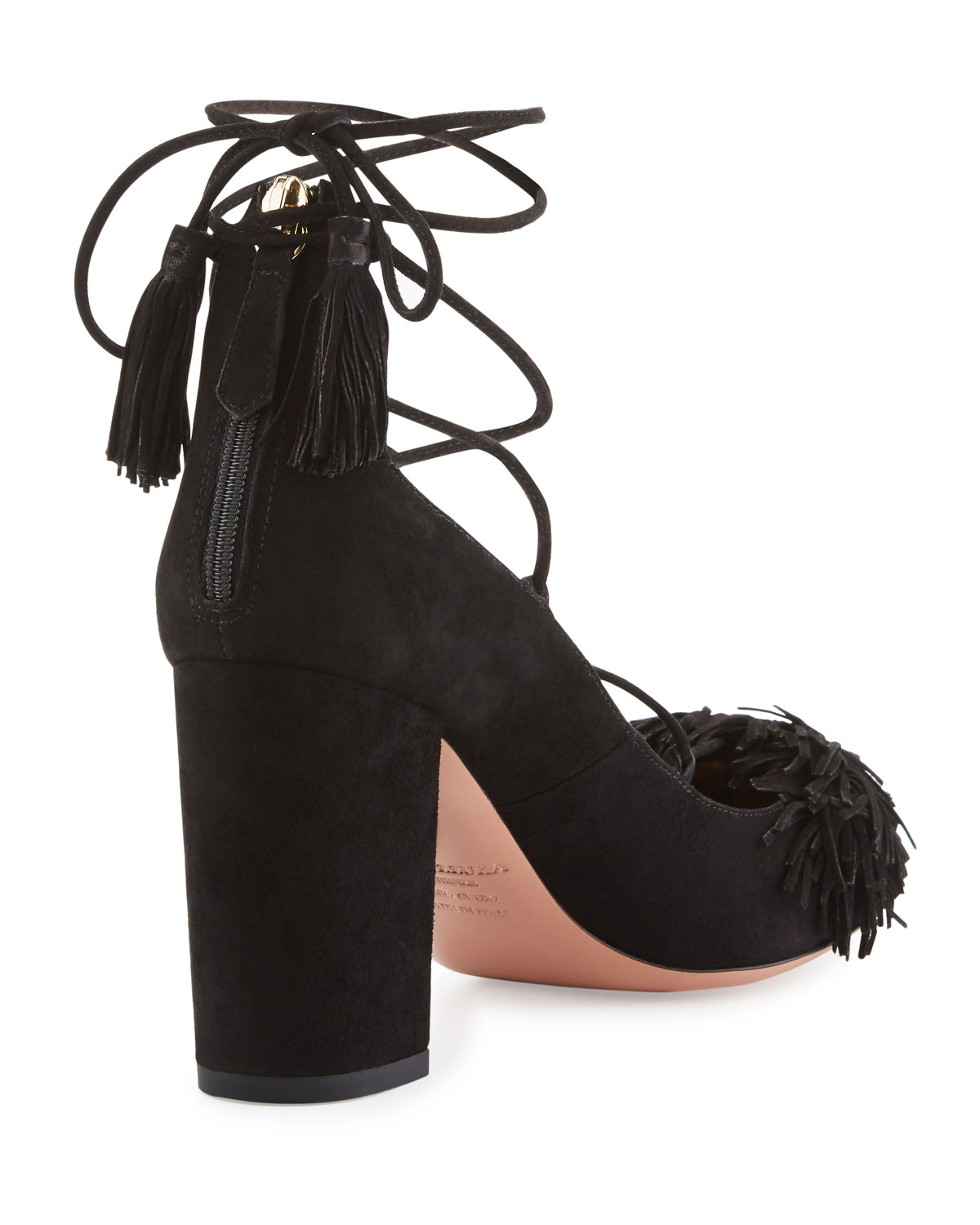 Wild Thing Fringe Block-Heel Pump, Black