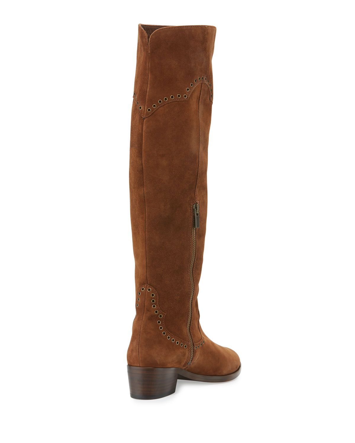 Ray Grommet Suede Knee Boot, Wood