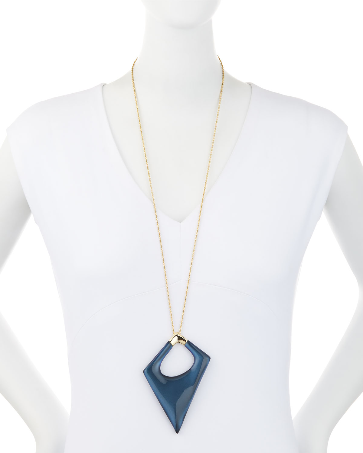 Asymmetric Statement Pendant Necklace, Blue Velvet