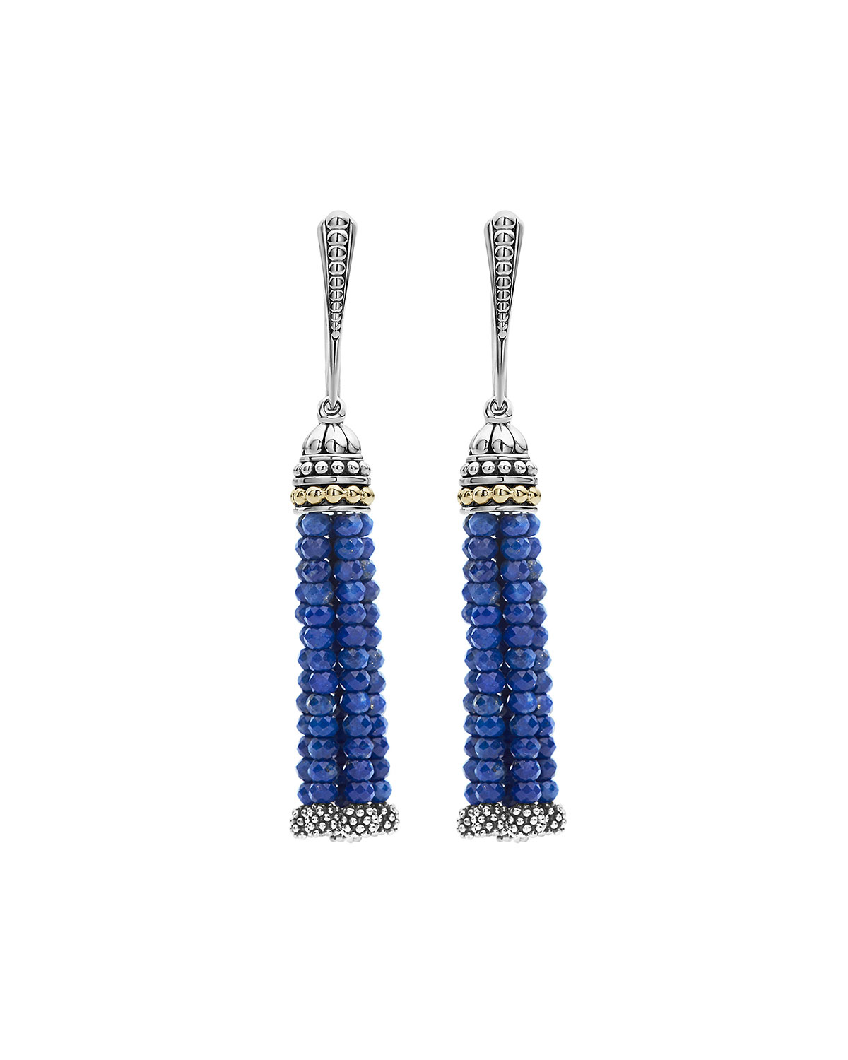 Caviar Icon Stone-Tassel Drop Earrings in Lapis