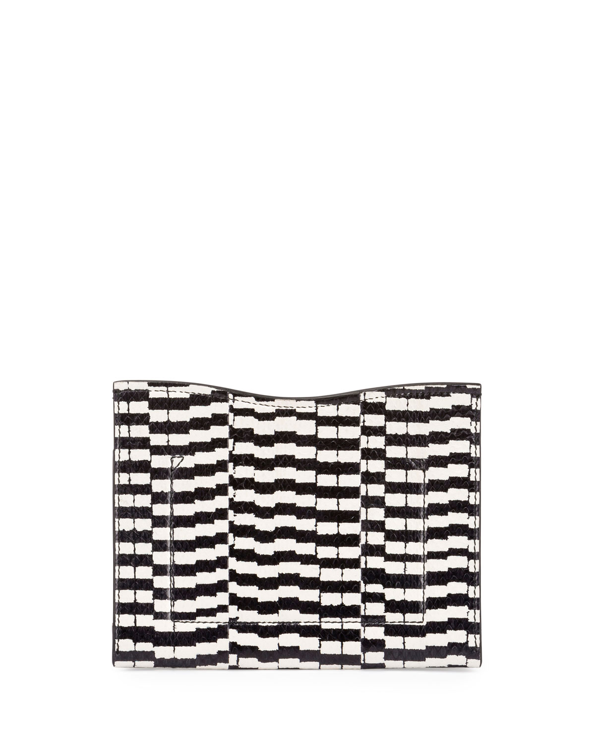 New Small Mixed-Print Snakeskin Clutch Bag, Black/Yellow/Geranium