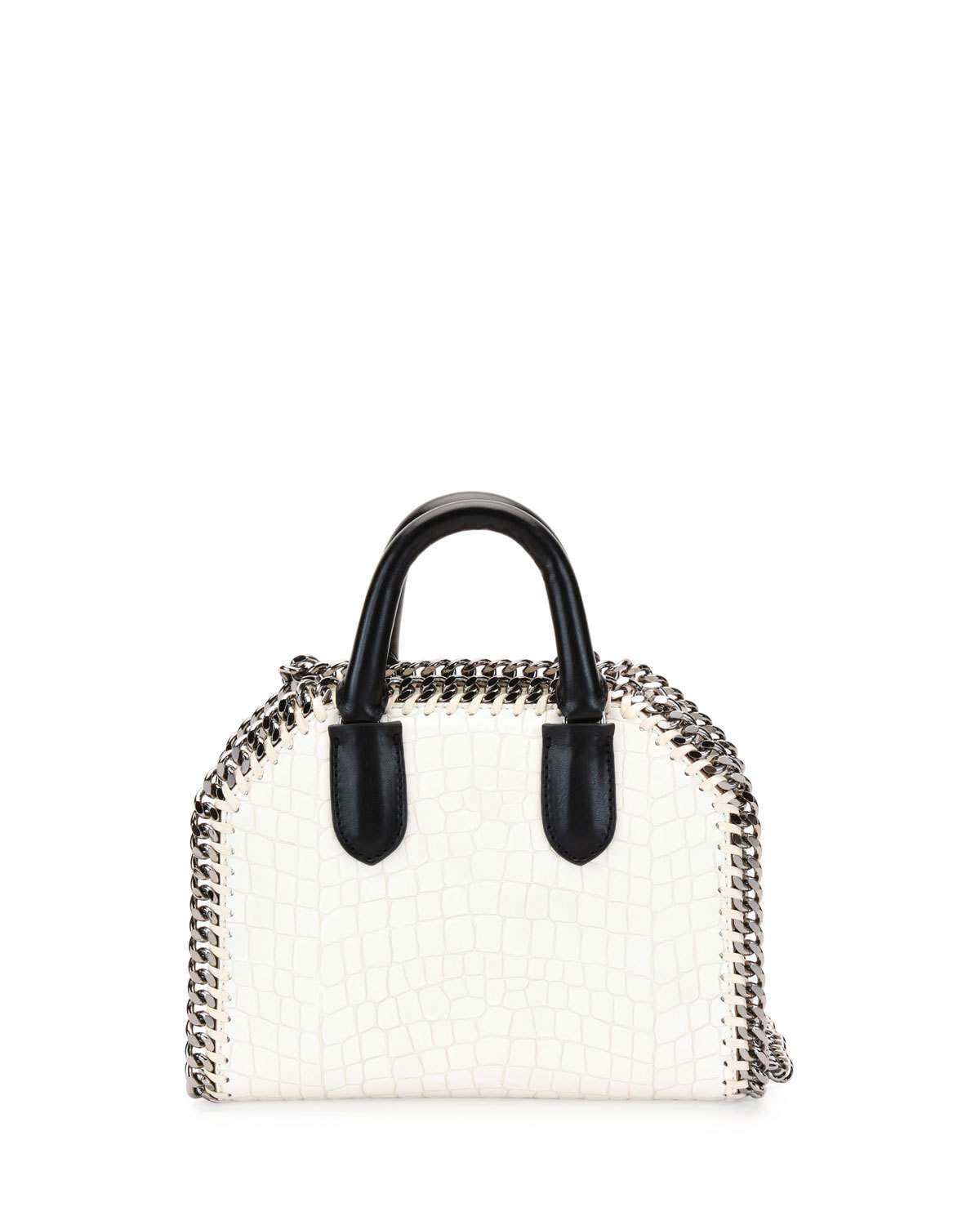 Falabella Mini Crocodile-Embossed Box Satchel Bag, Ivory