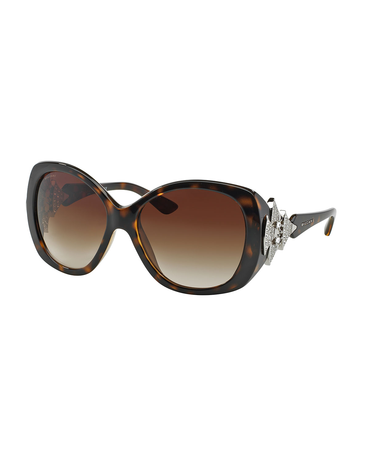 Rhinestone-Trim Acetate Butterfly Sunglasses