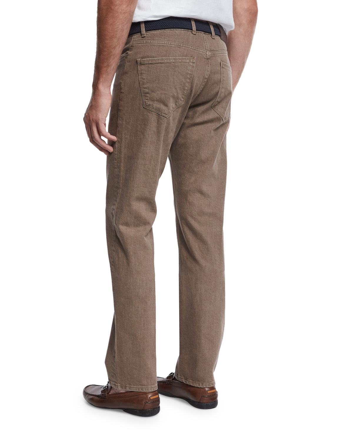 Straight-Leg Washed Denim Jeans, Copper/Bronze