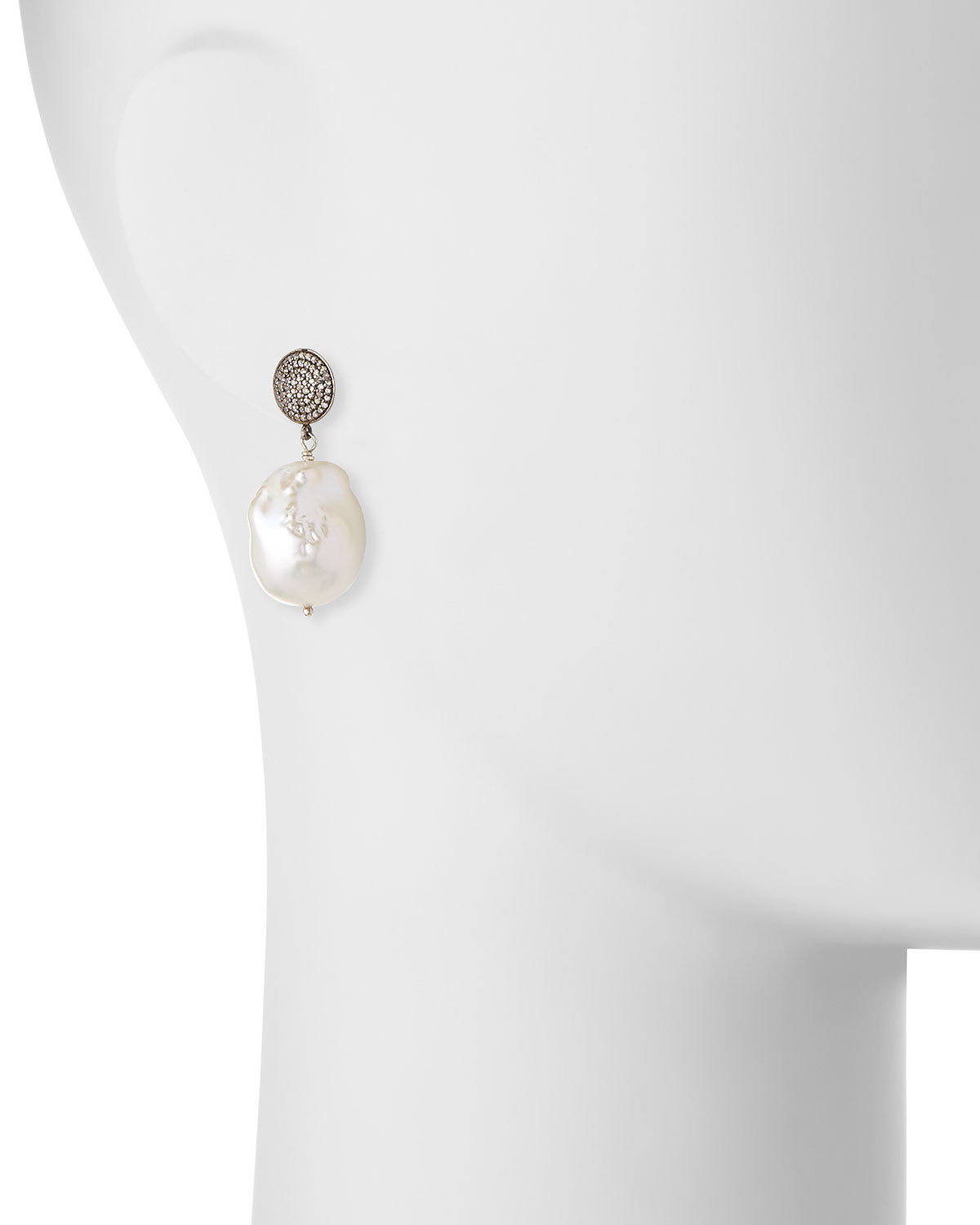 Baroque Pearl, Pave Diamond & Crystal Drop Earrings