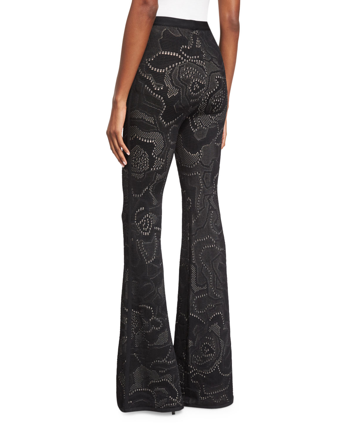 High-Waist Flare-Leg Pants, Black/Combo