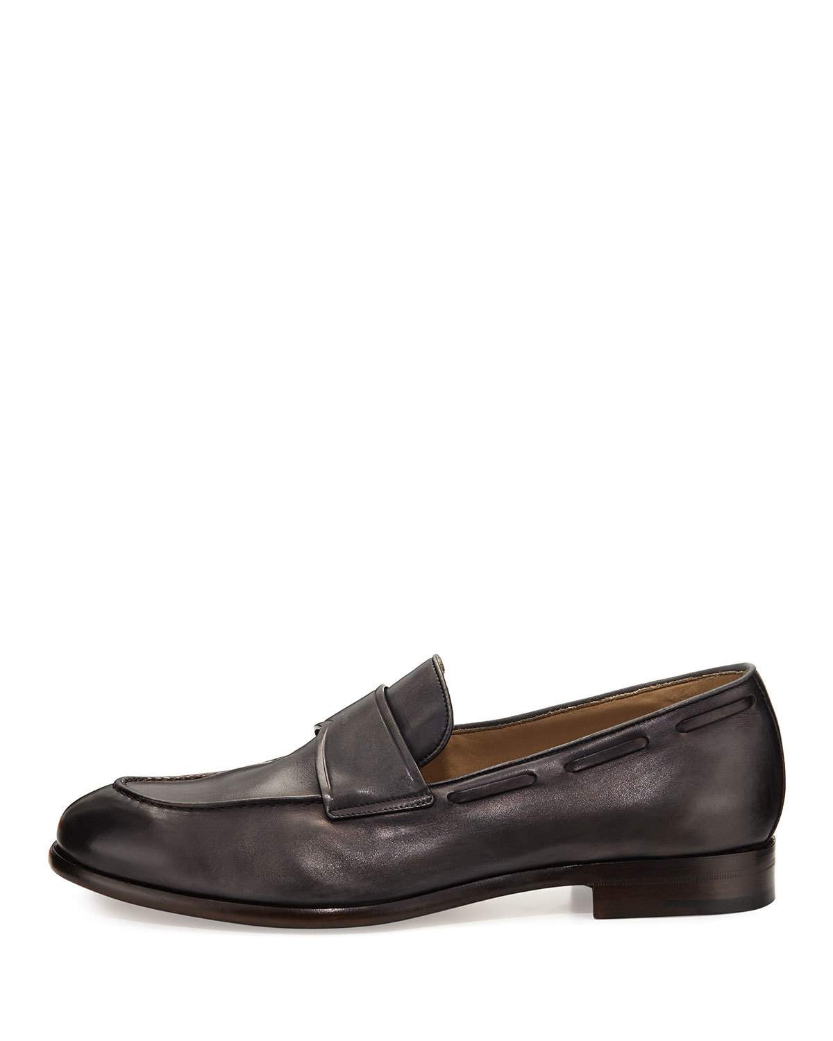 Il Mocassino Leather Penny Loafer, Gray