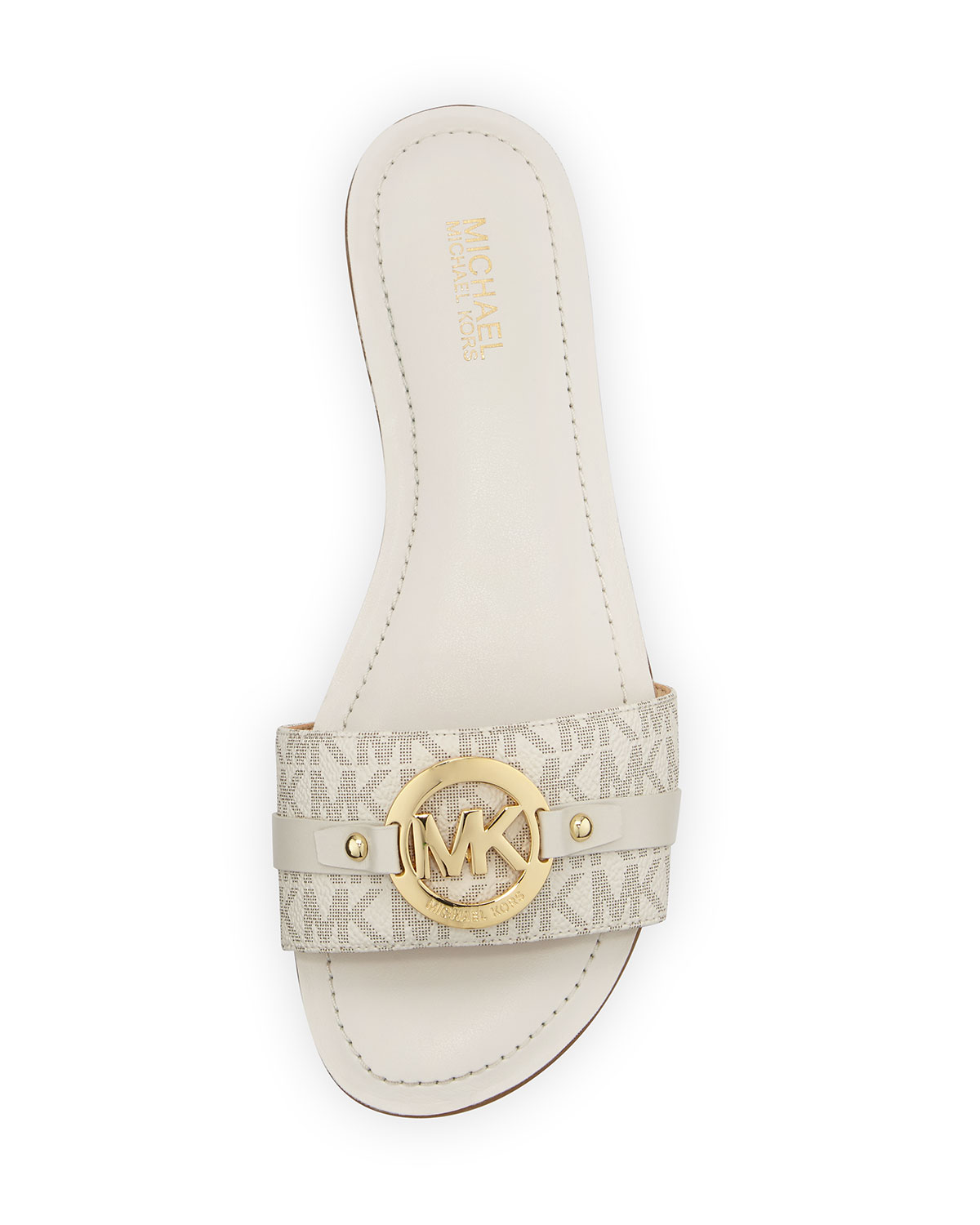 Molly Flat Logo Slide Sandal, Vanilla