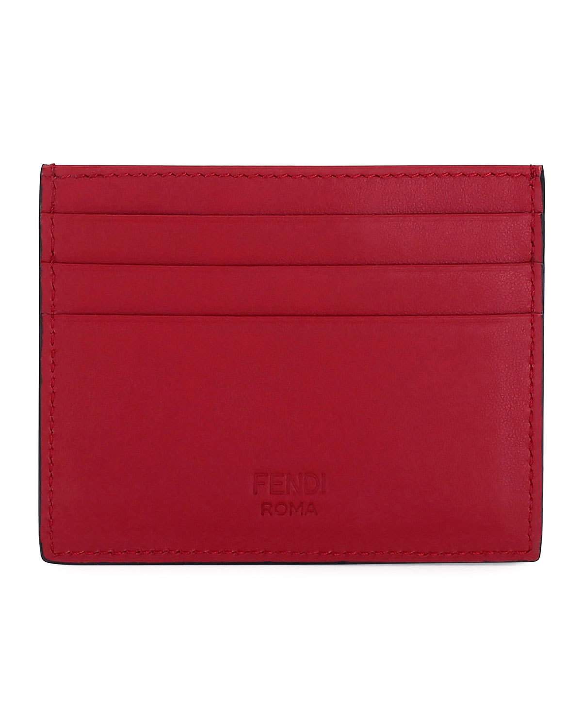 Face Leather Card Case, Red