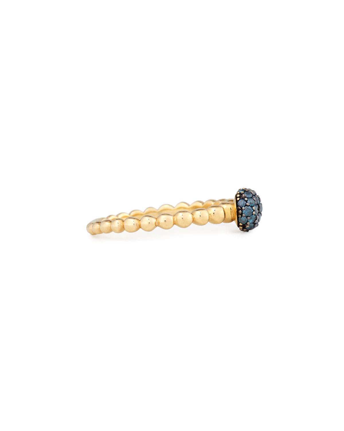 Molten 18K Gold & Pavé Blue Diamond Stacking Ring