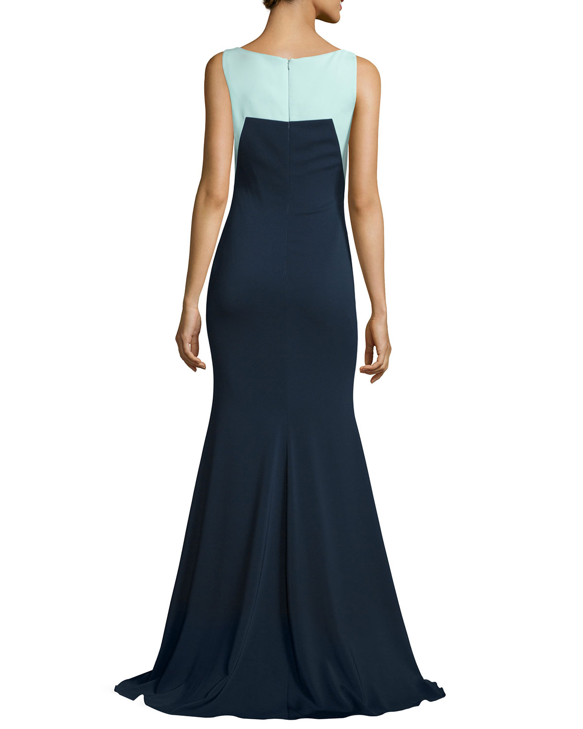 Sleeveless Colorblock Mermaid Gown 