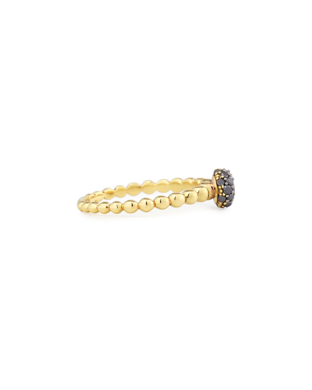 Molten 18K Gold & Pavé Black Diamond Stacking Ring, Size 7