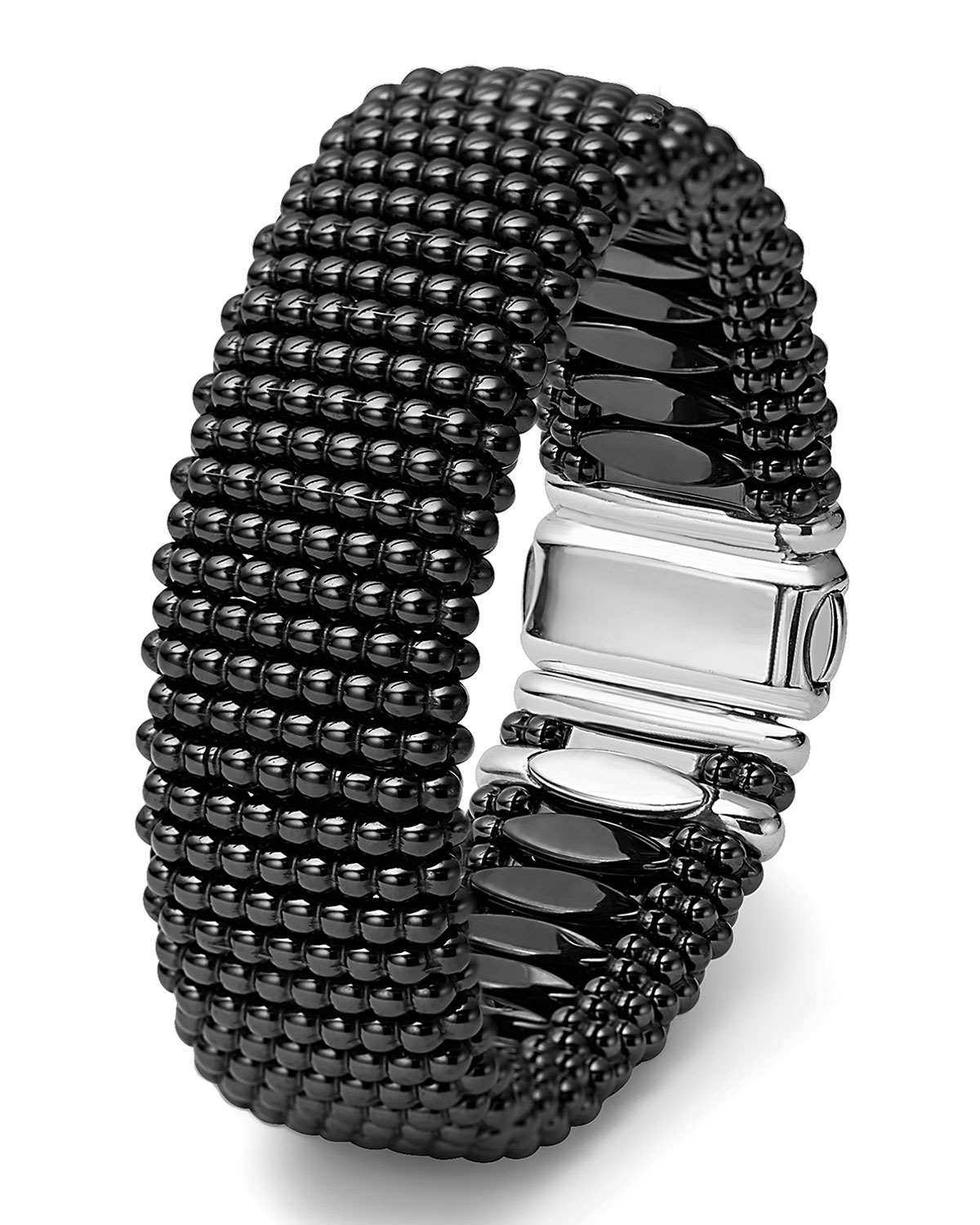 Black Caviar Ceramic Rope Bracelet, Size Medium