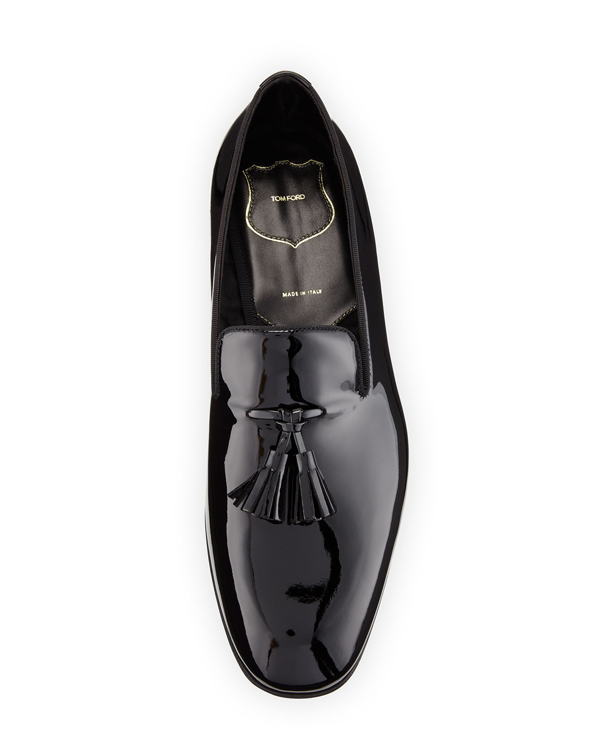 Chesterfield Patent Leather Tassel-Front Loafer, Black