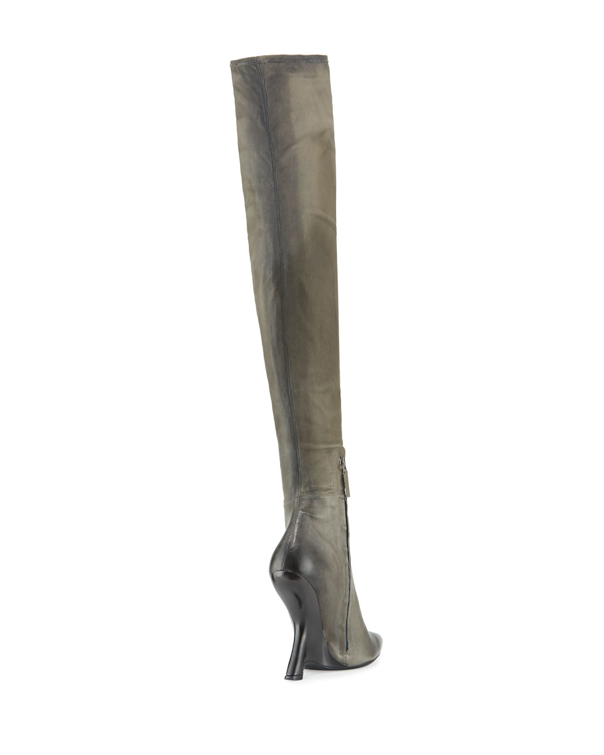 Sculptural-Heel Over-the-Knee Boot, Gray