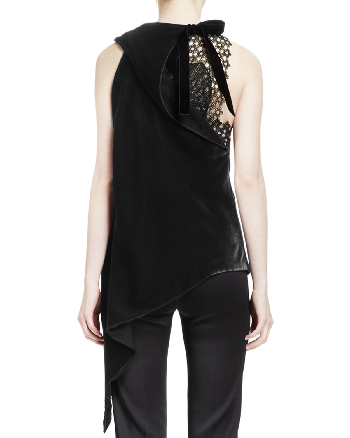 Colridge Sleeveless Asymmetric-Draped Top, Black