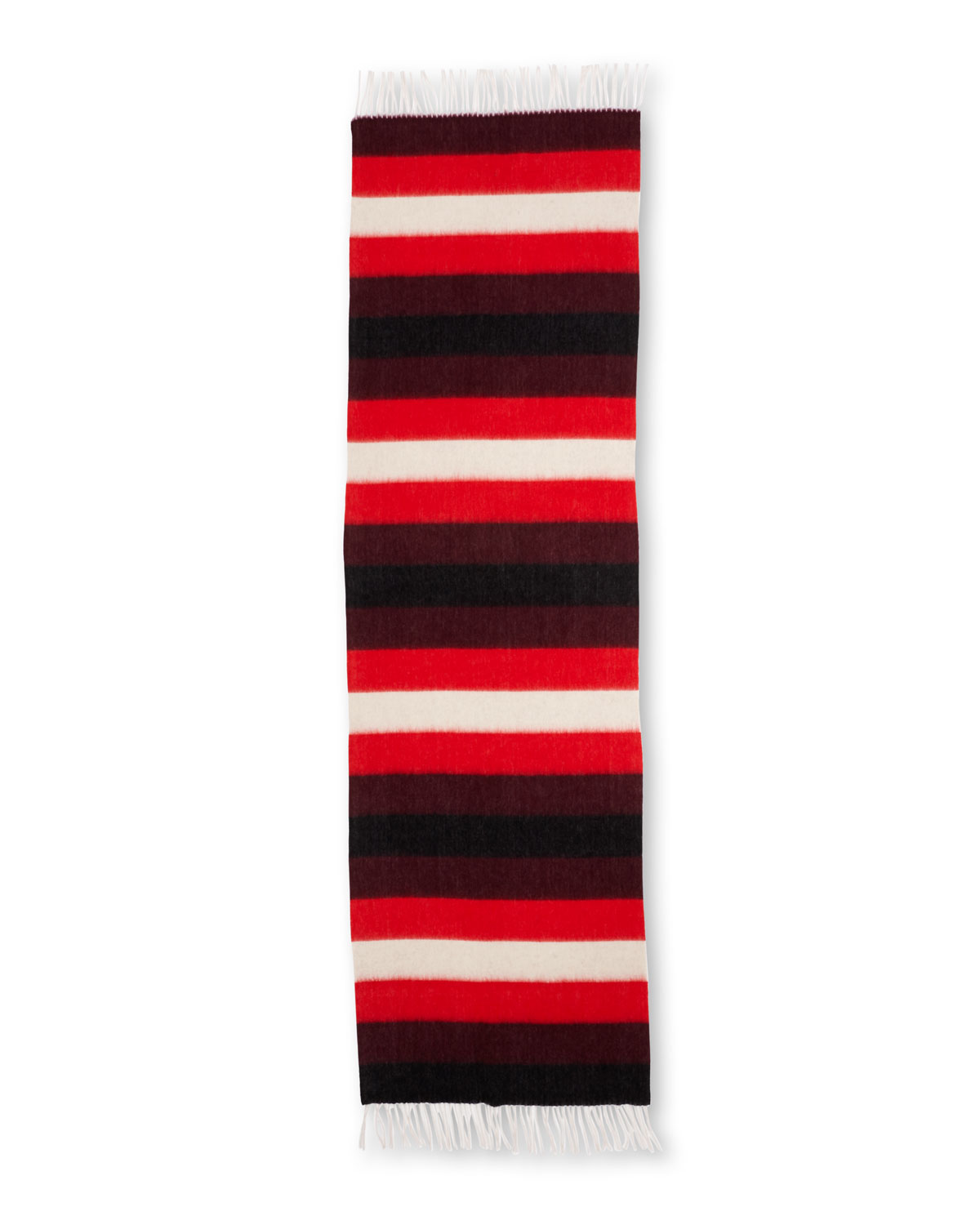 Wide-Stripe Brushed Blanket Scarf, Fiery Red