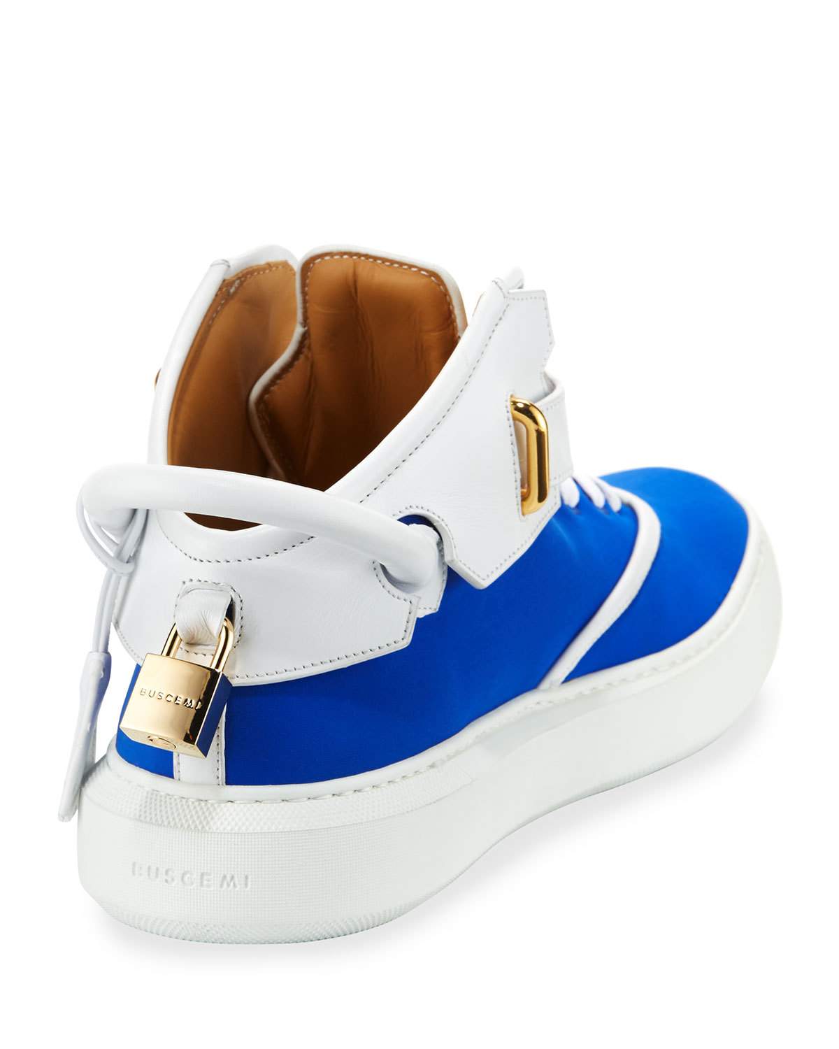 Men's 100mm Mid-Top Sneaker, Neon Blue/White