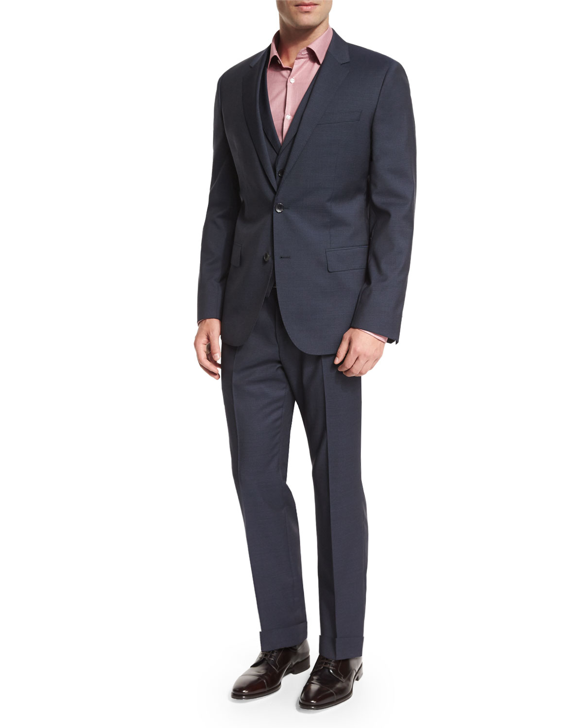 Hattrick Micro-Print Three-Piece Suit, Blue