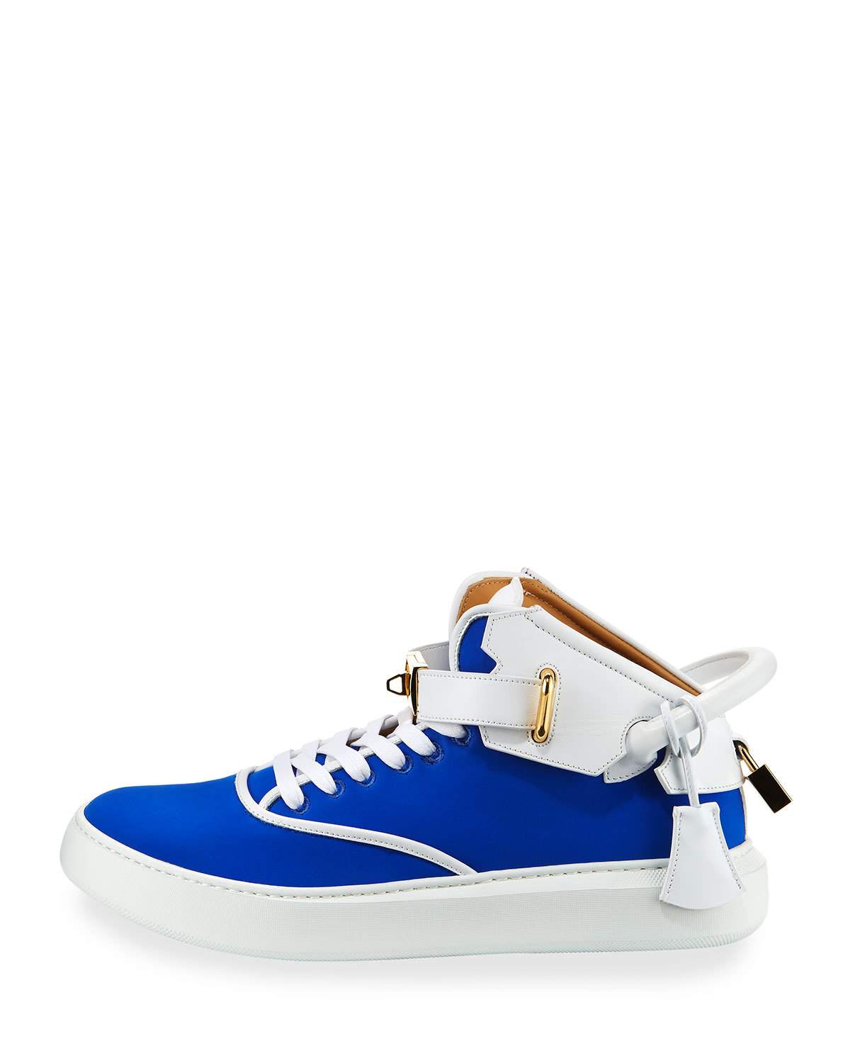 Men's 100mm Mid-Top Sneaker, Neon Blue/White
