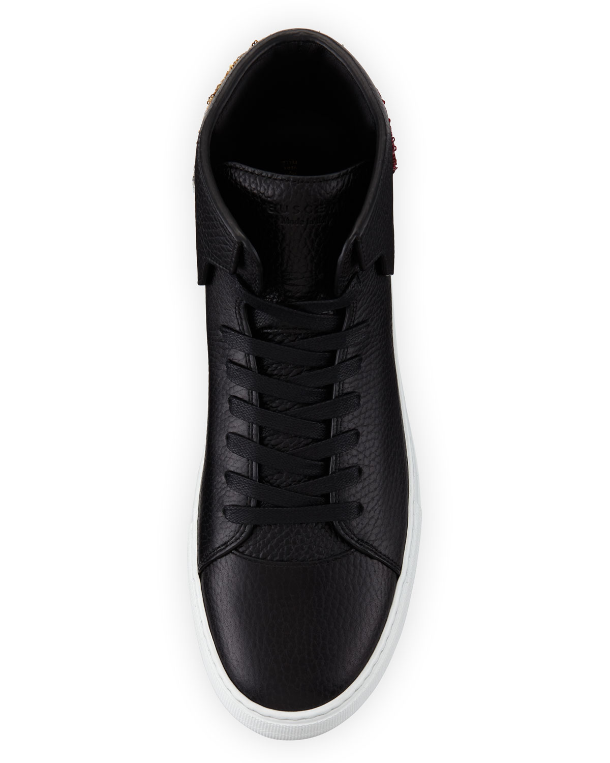 90mm Leather Sneaker W/Sequined Feather, Black