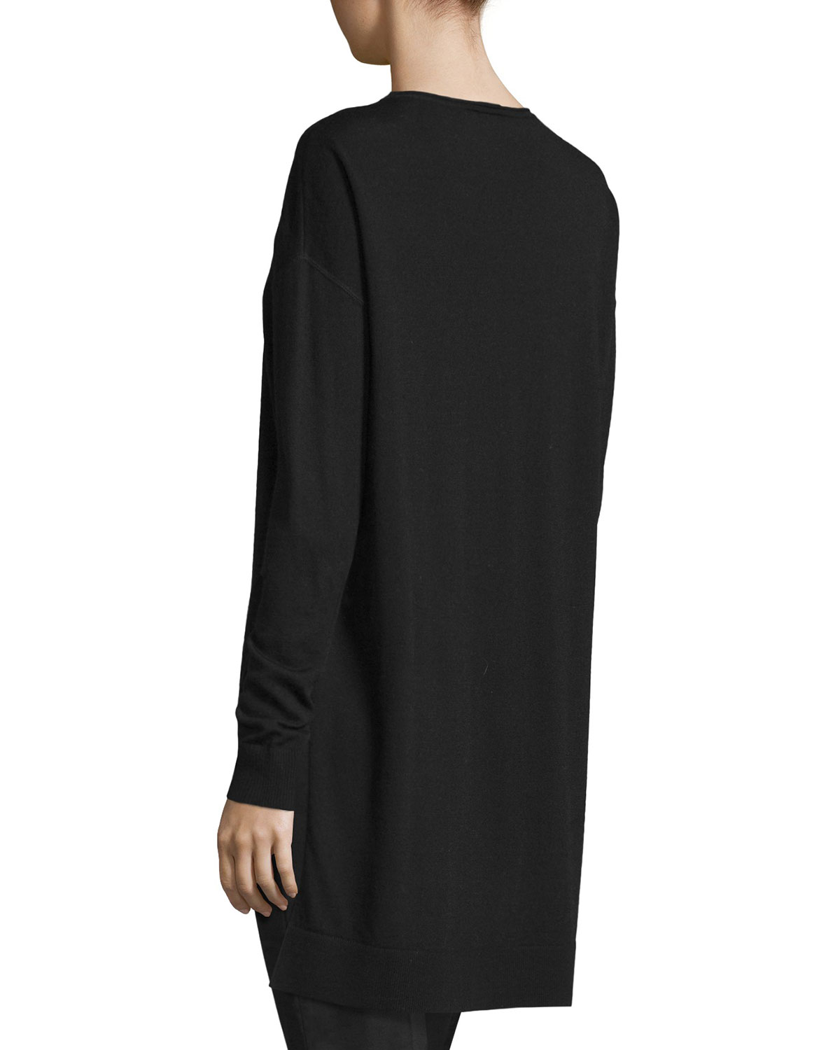 Side-Slit Merino Tunic, Black