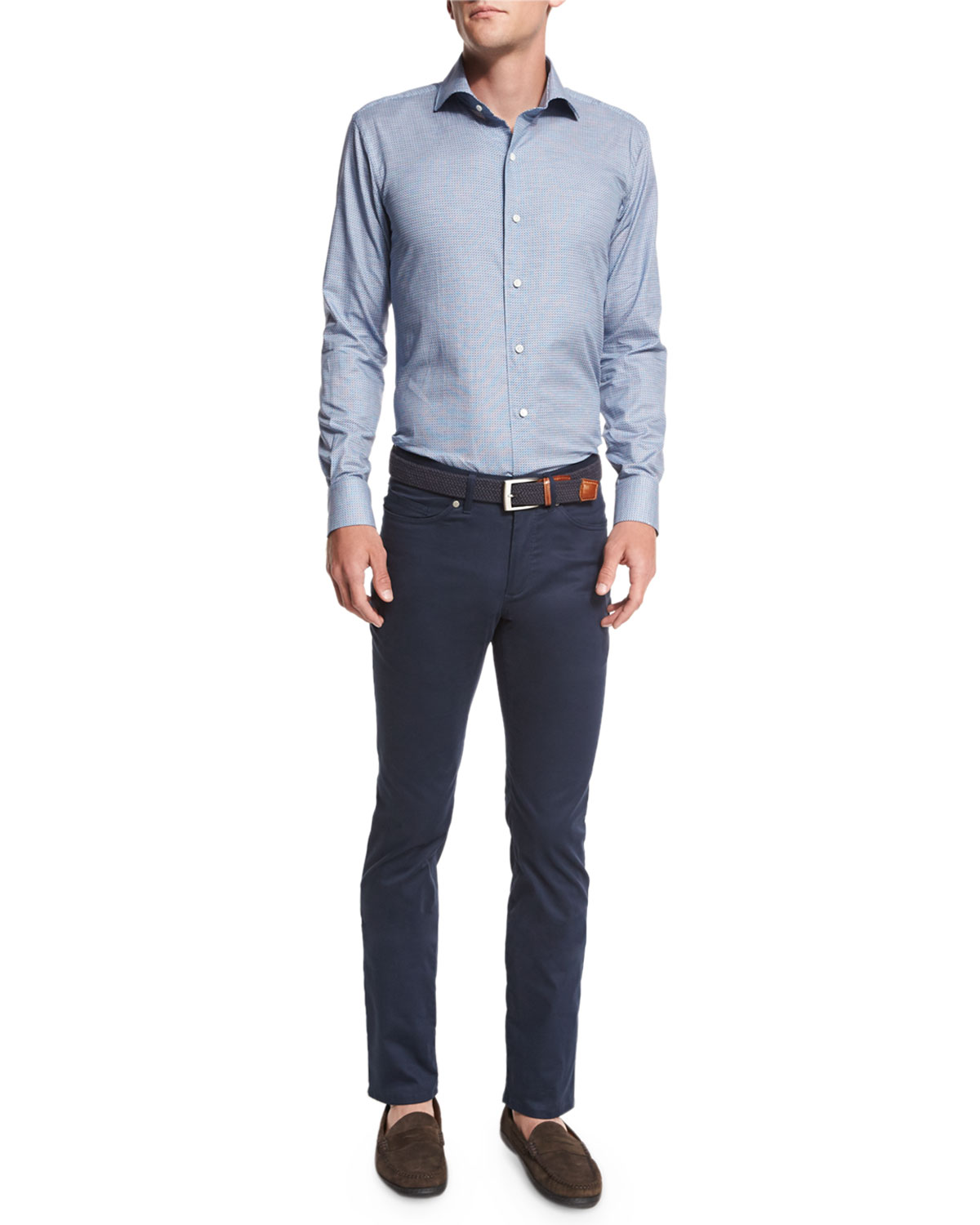 Regal Diamond-Print Sport Shirt, Imperial Turquoise