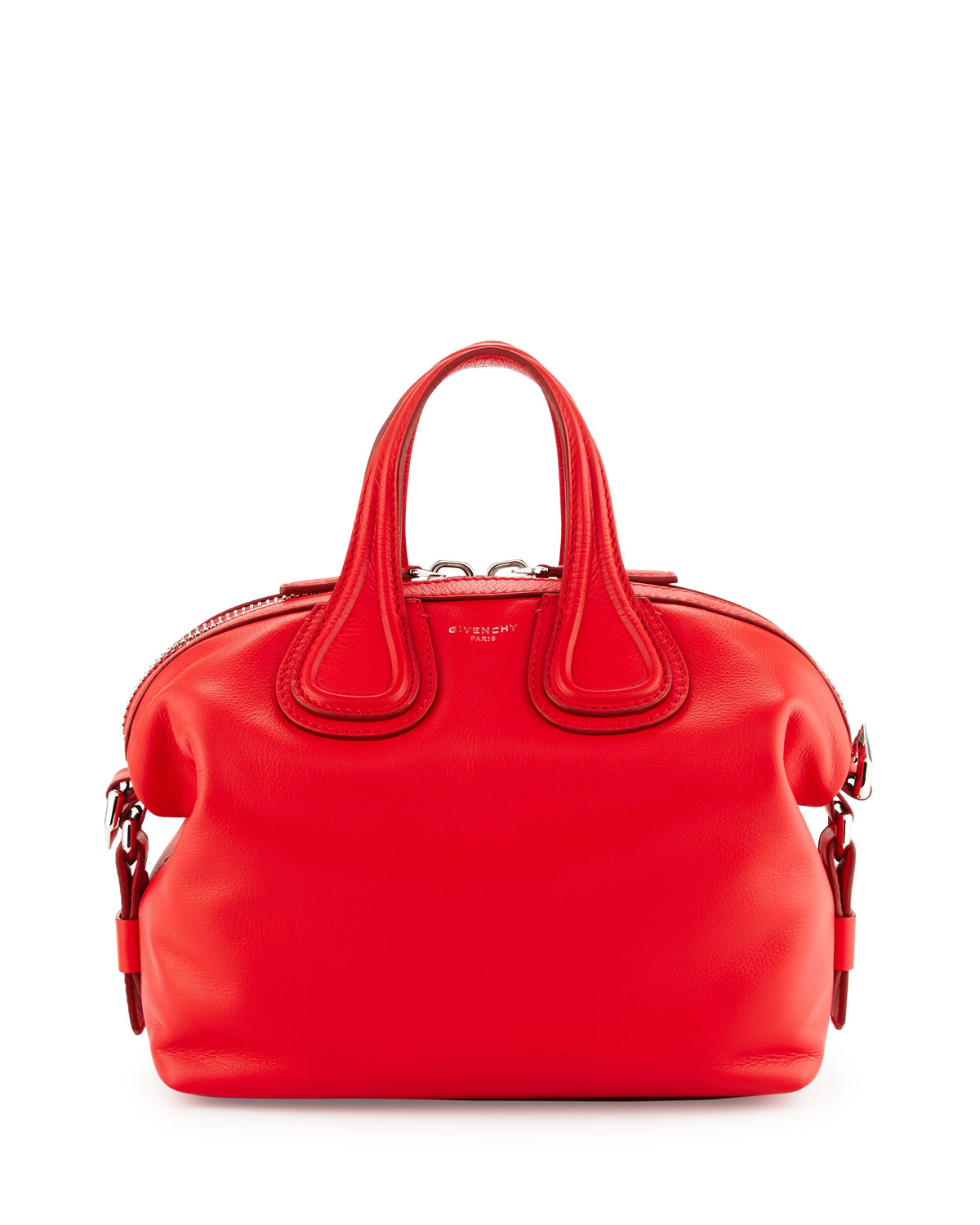 nightingale small waxy leather satchel bag, bright red