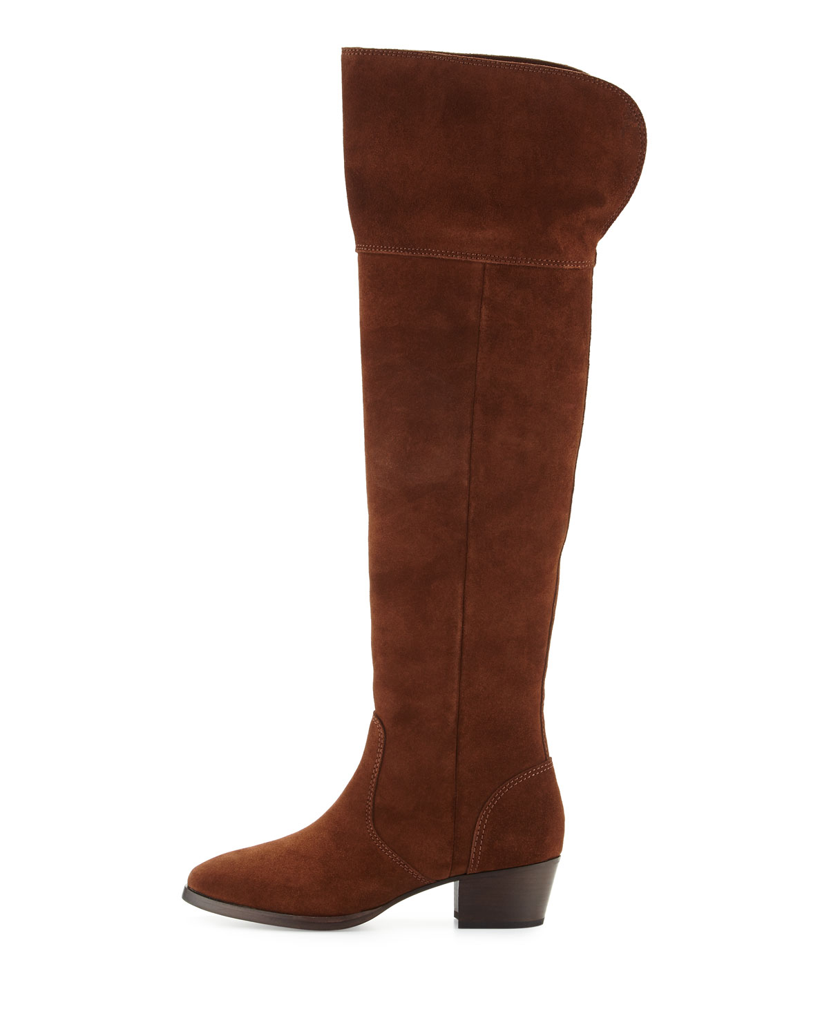 Clara Suede Over-The-Knee Boot, Brown