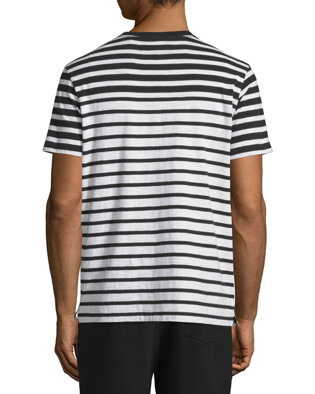 Colorblock Striped Short-Sleeve Tee, Black Stripe