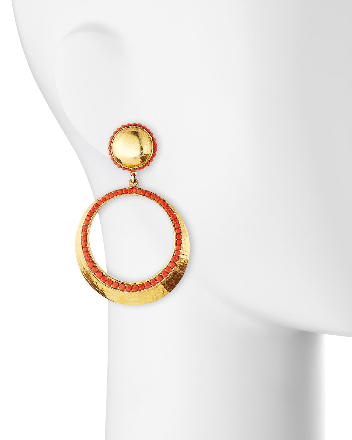 Coral Clip-On Hoop Earrings