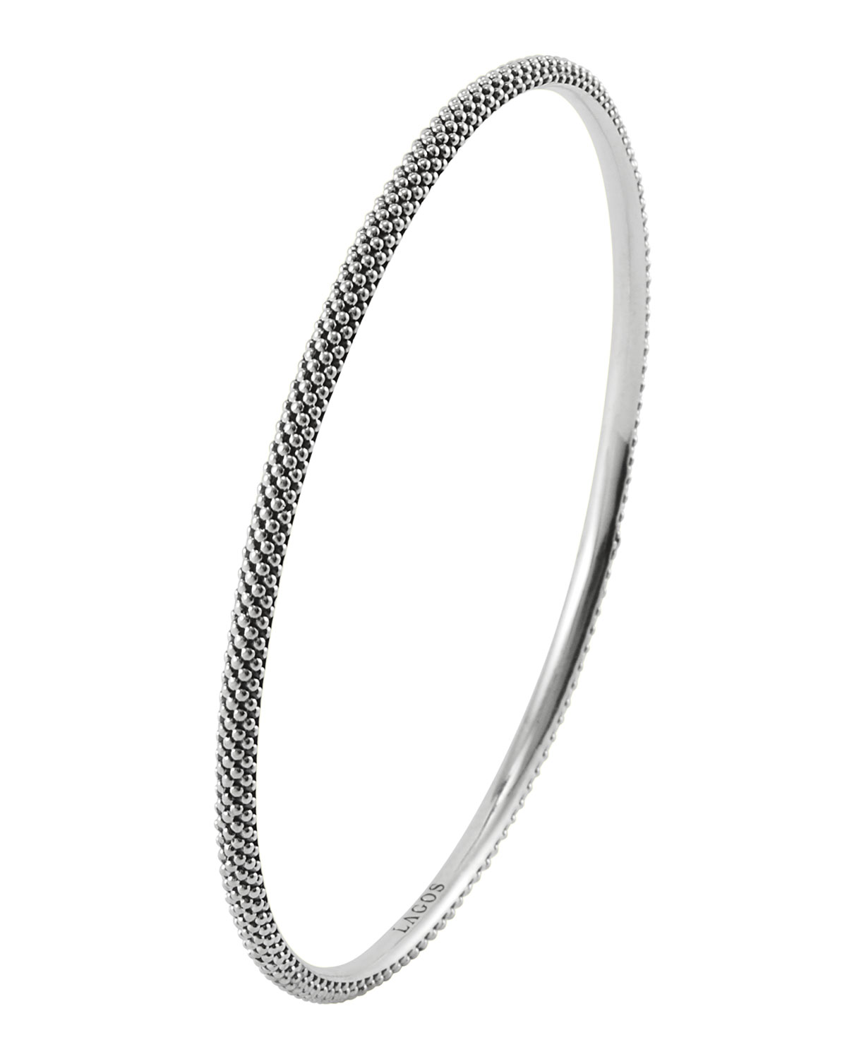 3mm Silver Caviar Bangle