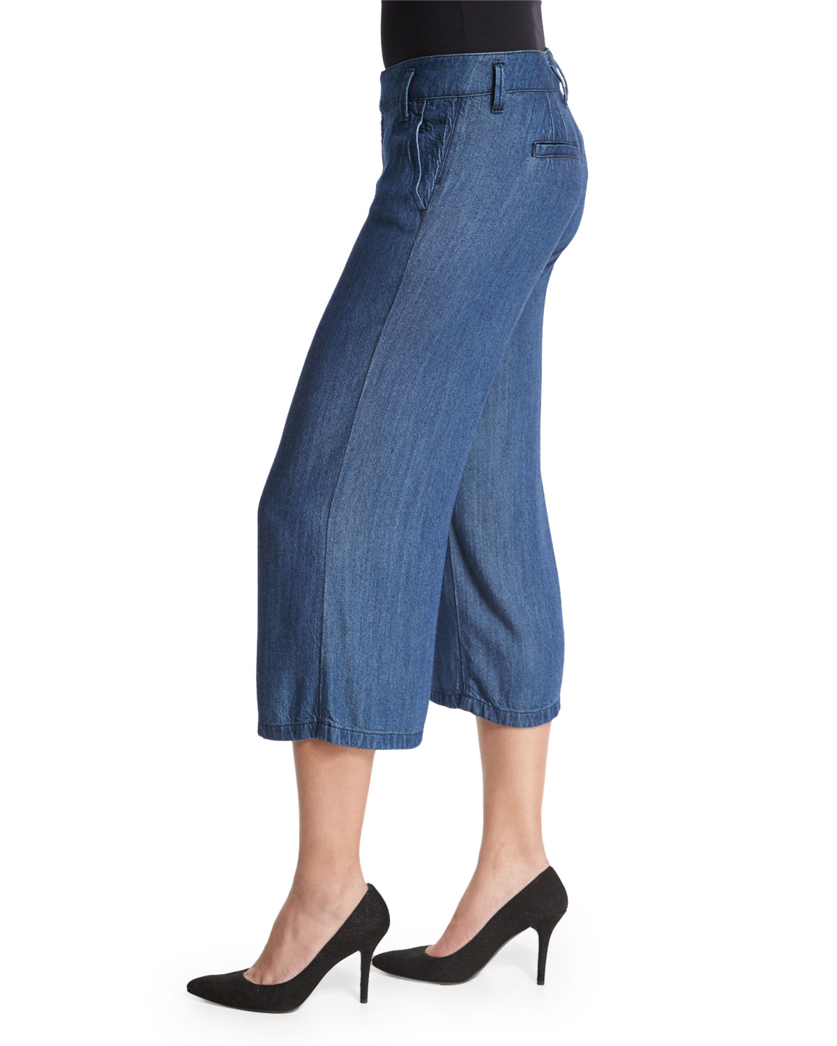 Straight-Leg Culotte Pants, Denim