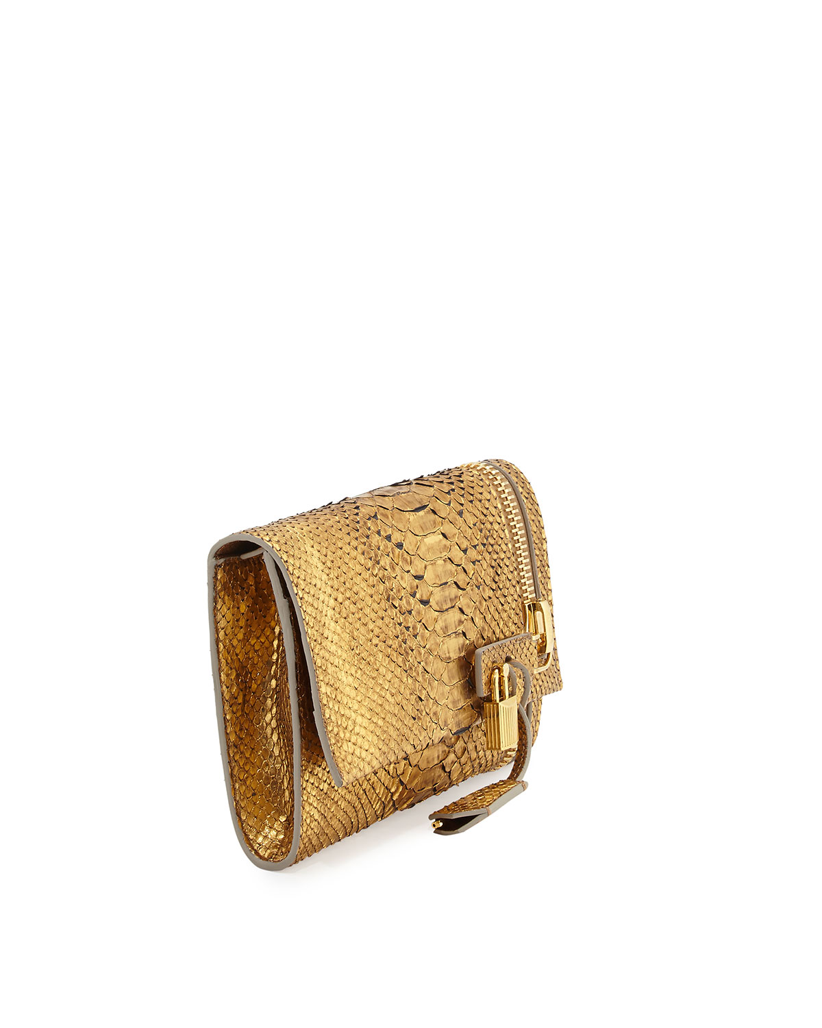 Alix Python Zip & Padlock Crossbody Bag, Gold