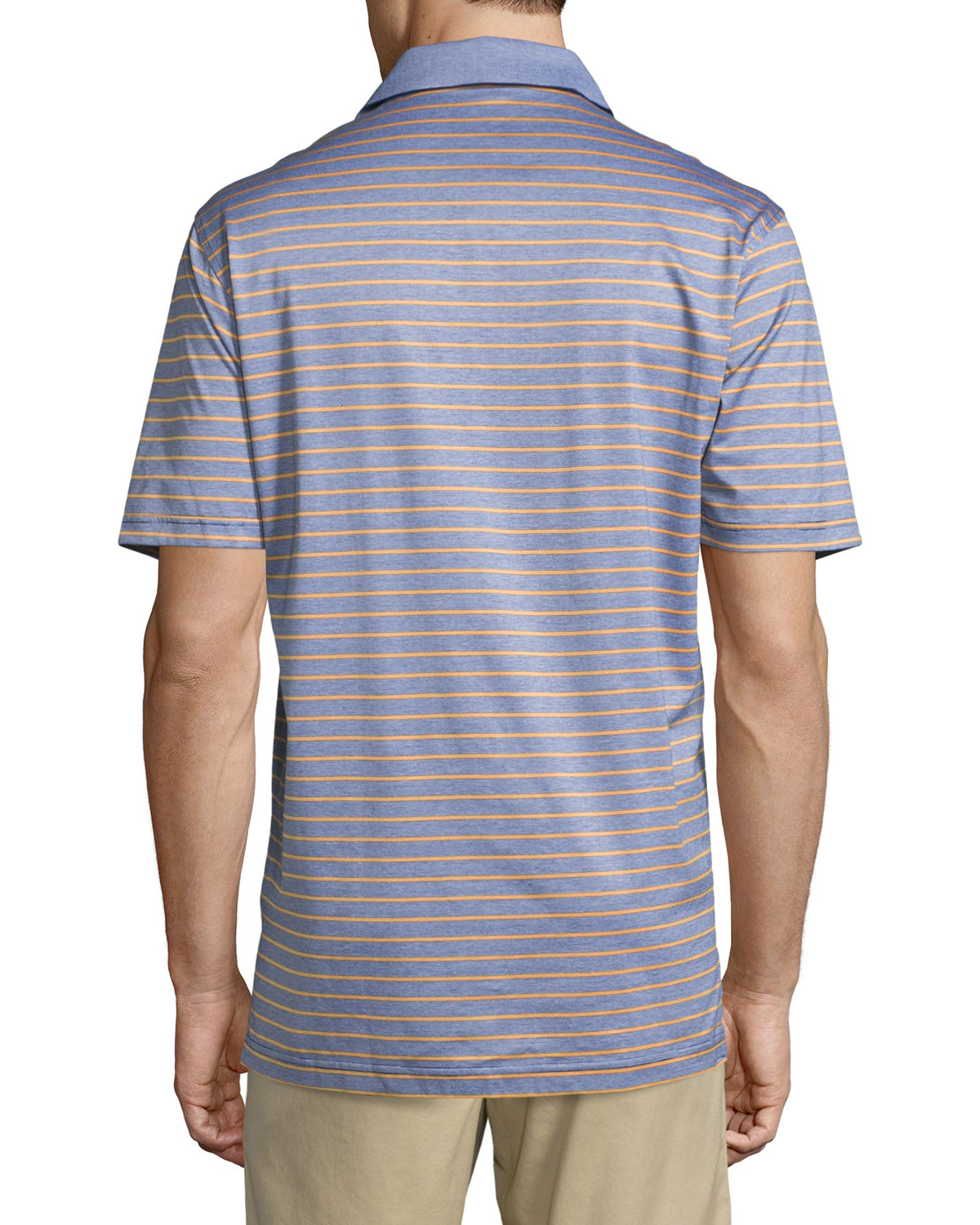 Charlie Striped Short-Sleeve Knit Polo Shirt, Navy