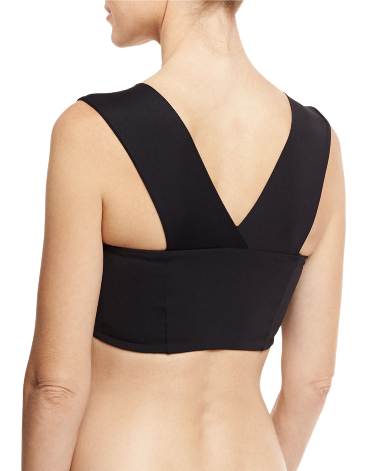 Parker Square-Neck Swim Top, Black