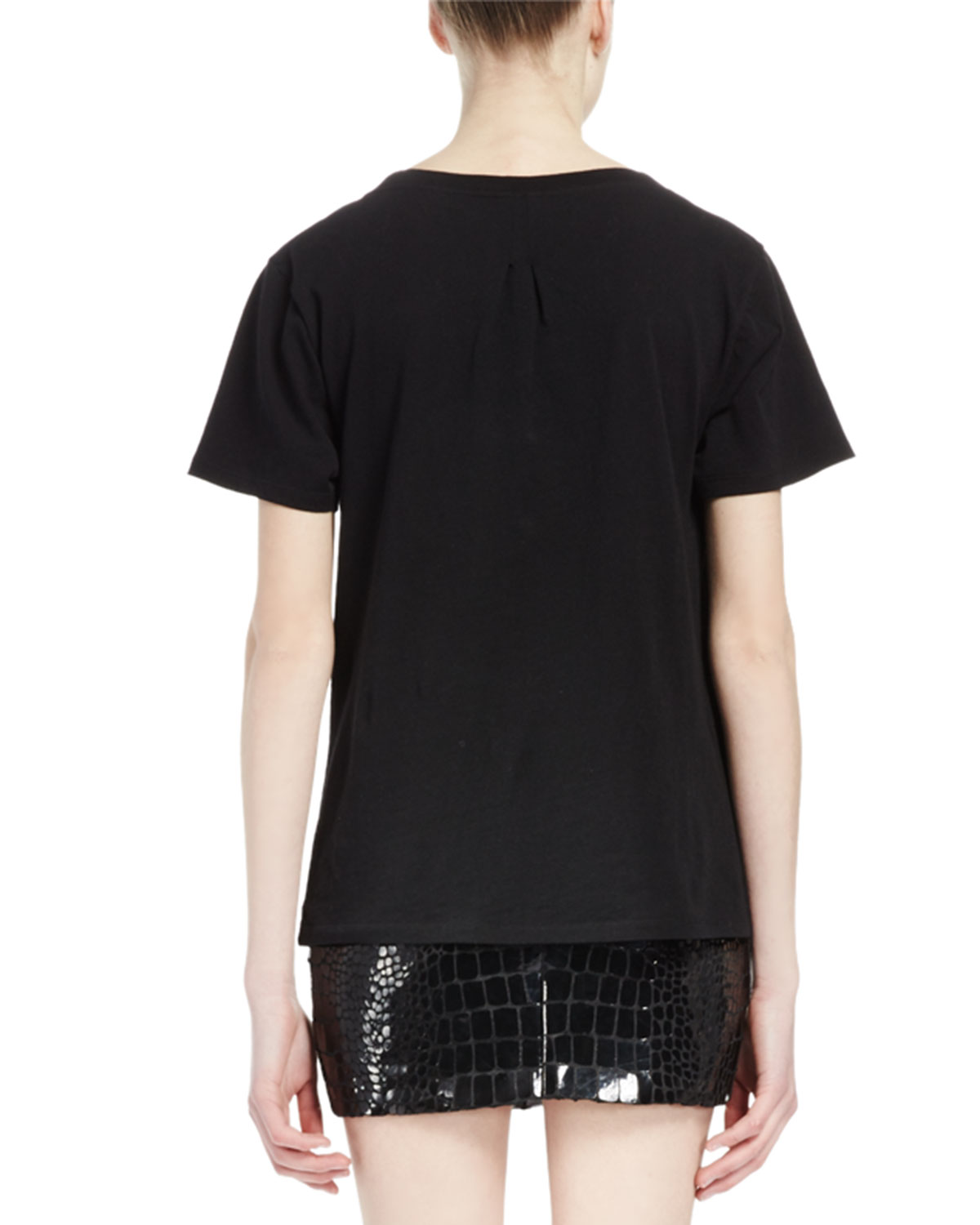 Star-Embellished Short-Sleeve T-Shirt, Black/Crystal