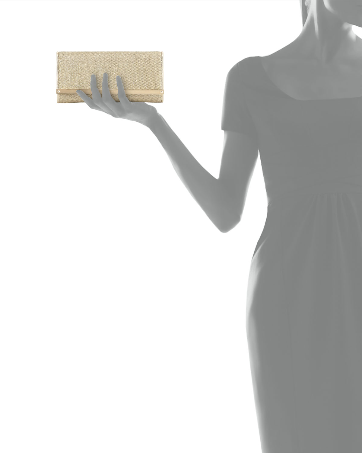 Milla Large Glitter Clutch Bag, Gold