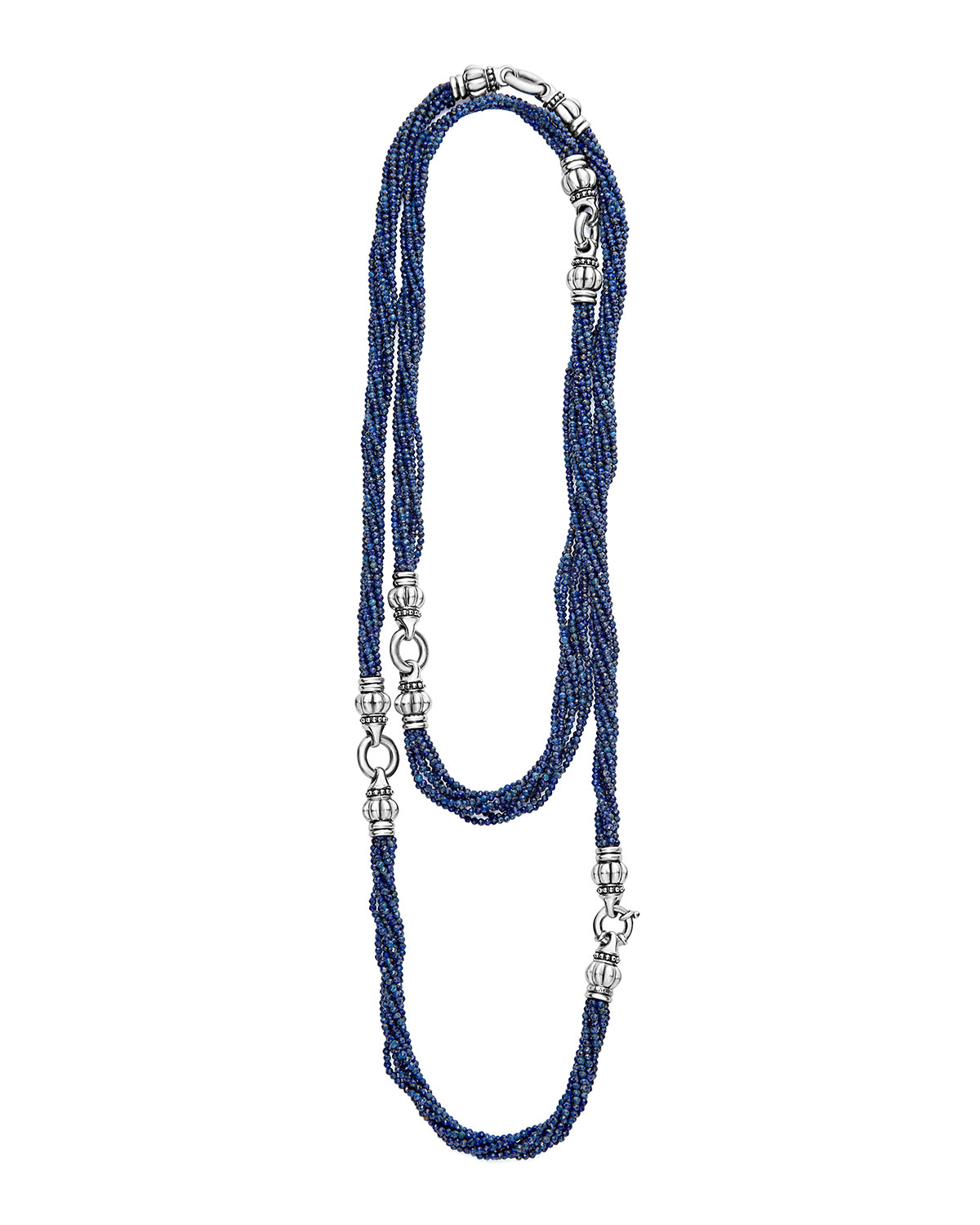 Caviar Icon Faceted Lapis Strand Necklace, 42"